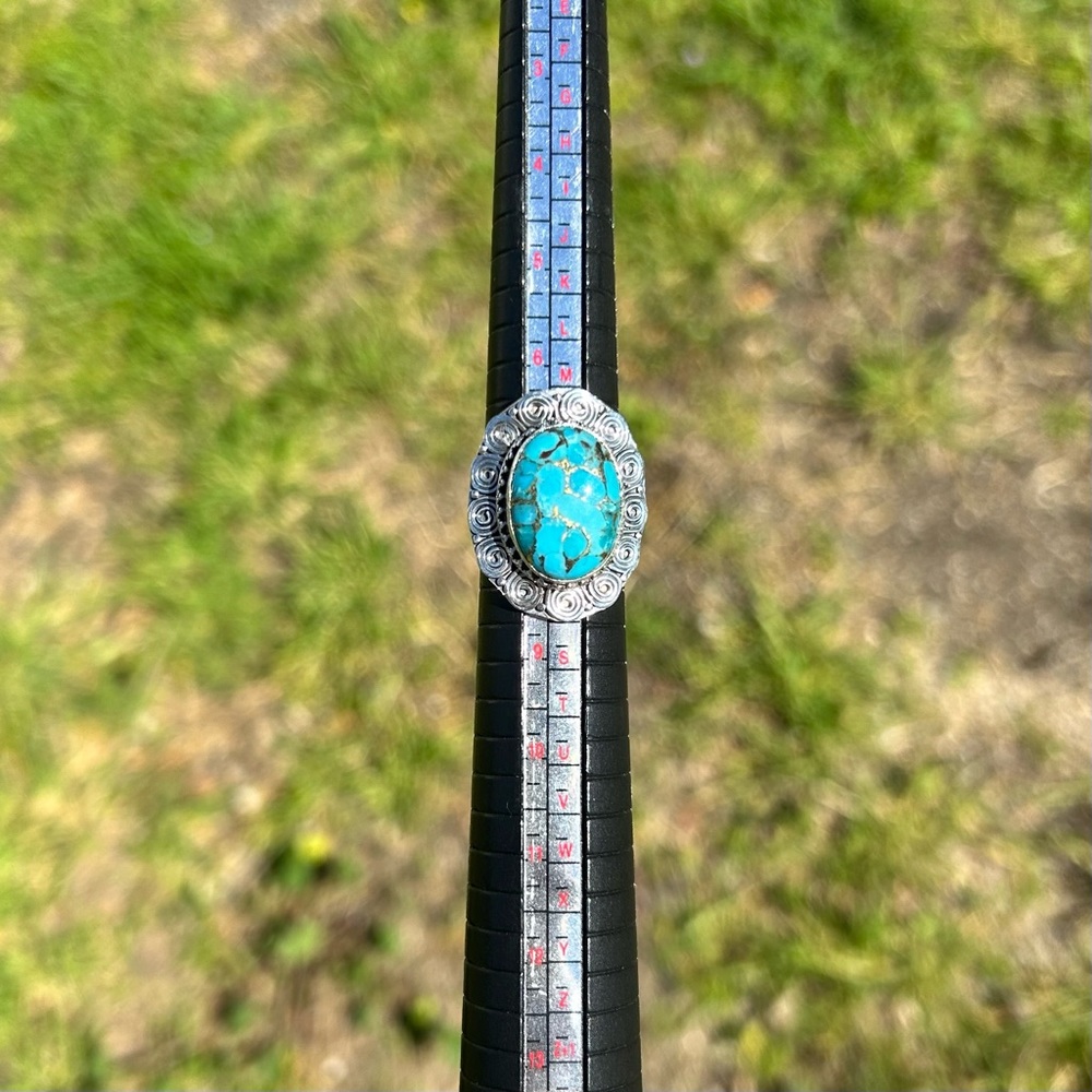925 Sterling Silver Natural Blue Mohave Turquoise Ring Size 8
